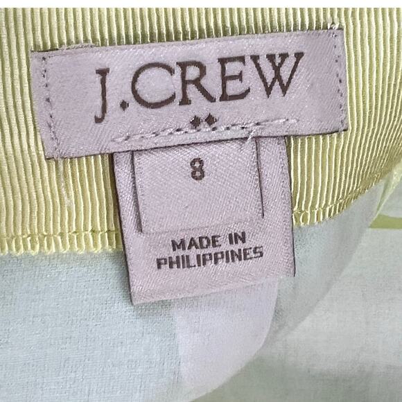 J Crew Mini Skirt Womens 8 Green Yellow Daffodil Basketweave Textured Pockets - Picture 10 of 13